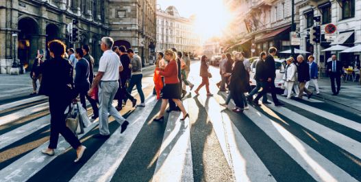 People crossing a road